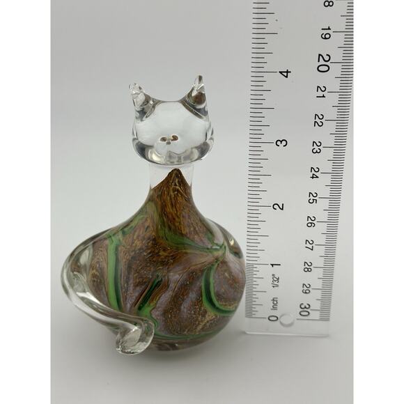 Mtarfa Artisans Centre Valletta Malta Hand Blown Glass Cat Figurine Swirl - Picture 8 of 10